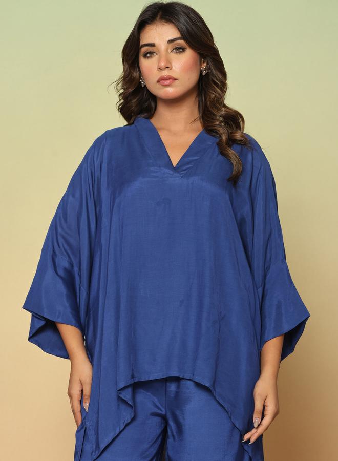 KASYA Dark Blue Muslin Co-Ord Set - Image 3